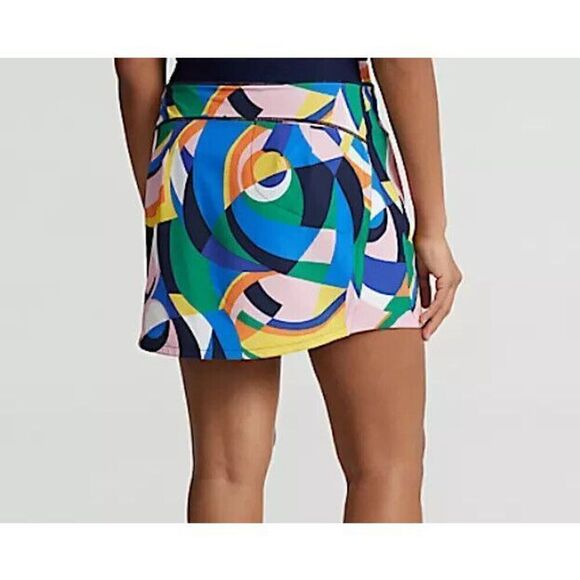 RLX Ralph Lauren Women Sz L Abstract Multi Print Performance 17" Golf Skort - Picture 10 of 11